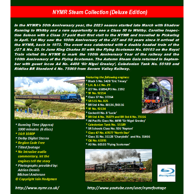 The back cover with film description and locomotive list.