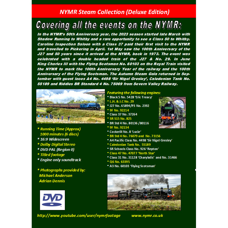 The back cover with a description of the film and lost of locomotives featured.