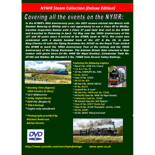 The back cover with a description of the film and lost of locomotives featured.
