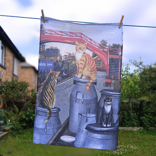 Tea Towel Railway Cats