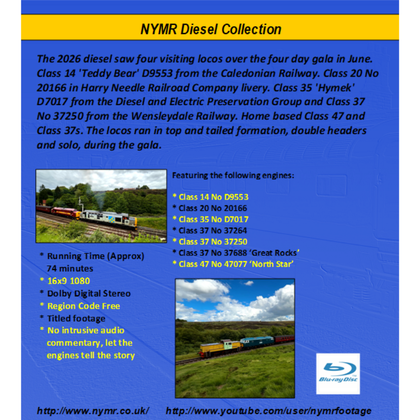 Back cover with full loco line up and images of locos on the NYMR
