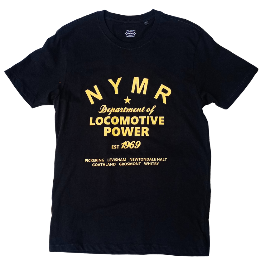 T-Shirt - Black - Locomotive Power - Organic Cotton