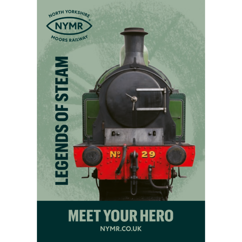 Promotional poster for North Yorkshire Moors Railway featuring a steam locomotive.