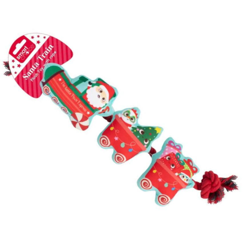Christmas Train Plush and Rope Dog Toy