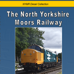 Blue DVD with photo of class 37 diesel engine. N Y M R Diesel Collection printed on yellow stripe at top and The North Yorkshire Moors Railway printed in white above the photo.