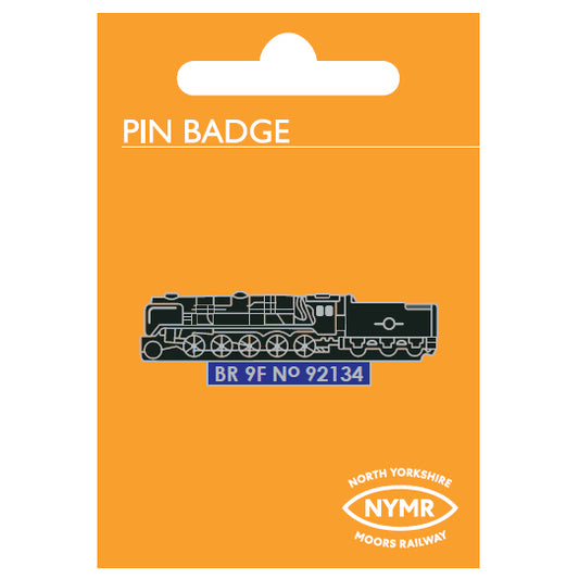 Badge of the 9F shown on the backing card with the NYMR logo.
