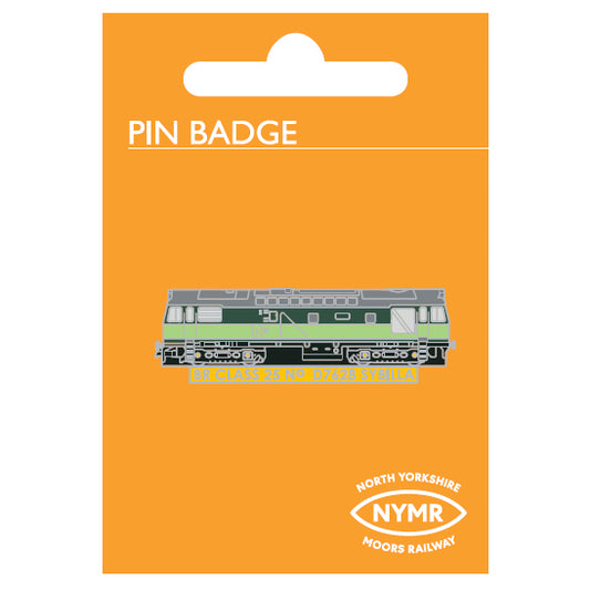 The badge shown on the backing card with the NYMR logo