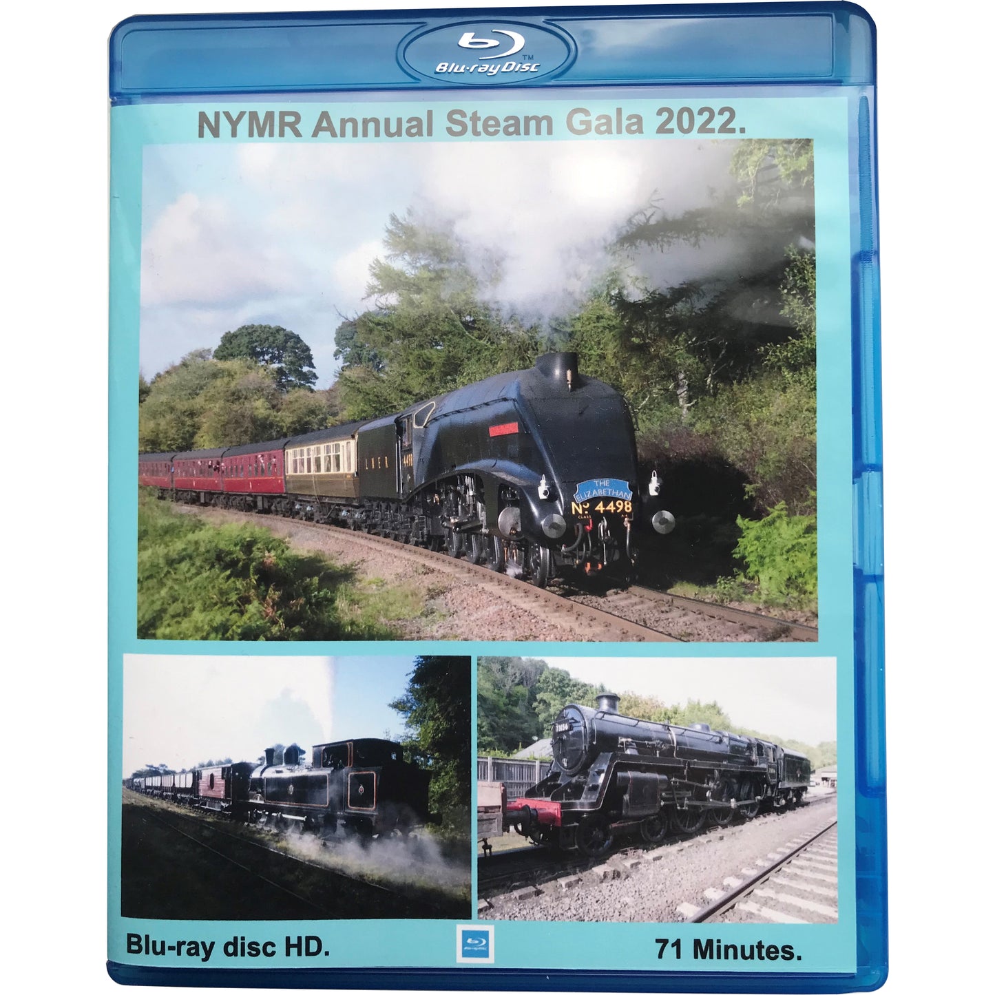 Front cover of the Blu Ray showing images of locomotives during the gala.