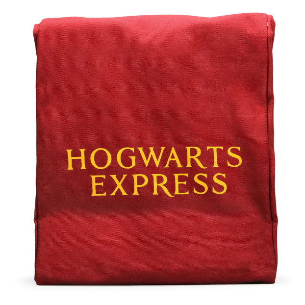 Dark red bag with HOGWARTS EXPRESS printed in yellow on the back.