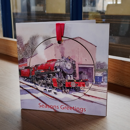 Christmas card with Omaha and the words 'Seasons Greetings' on the front