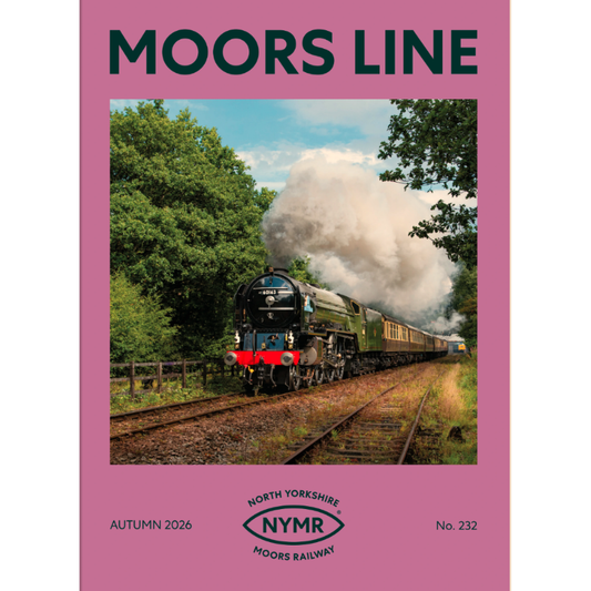Front cover of moors line 232 with an image of Tornado in full steam.