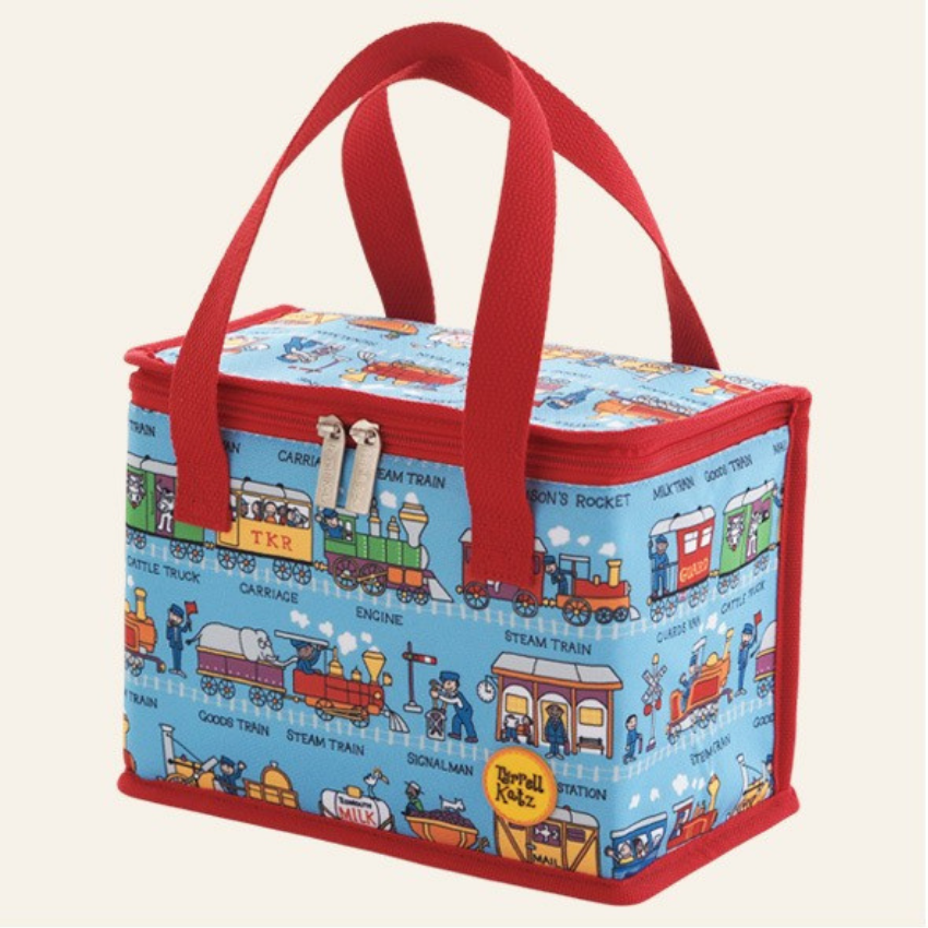 Lunch Tote bag with funky trains design