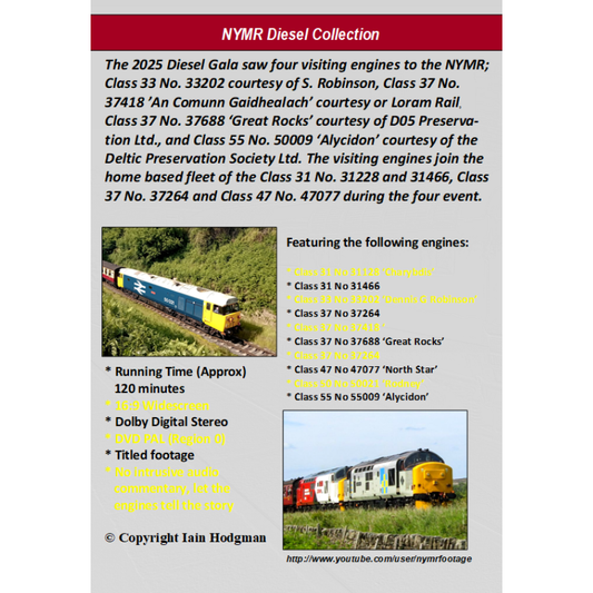 Promotional flyer for NYMR Diesel Collection event with train images and text.