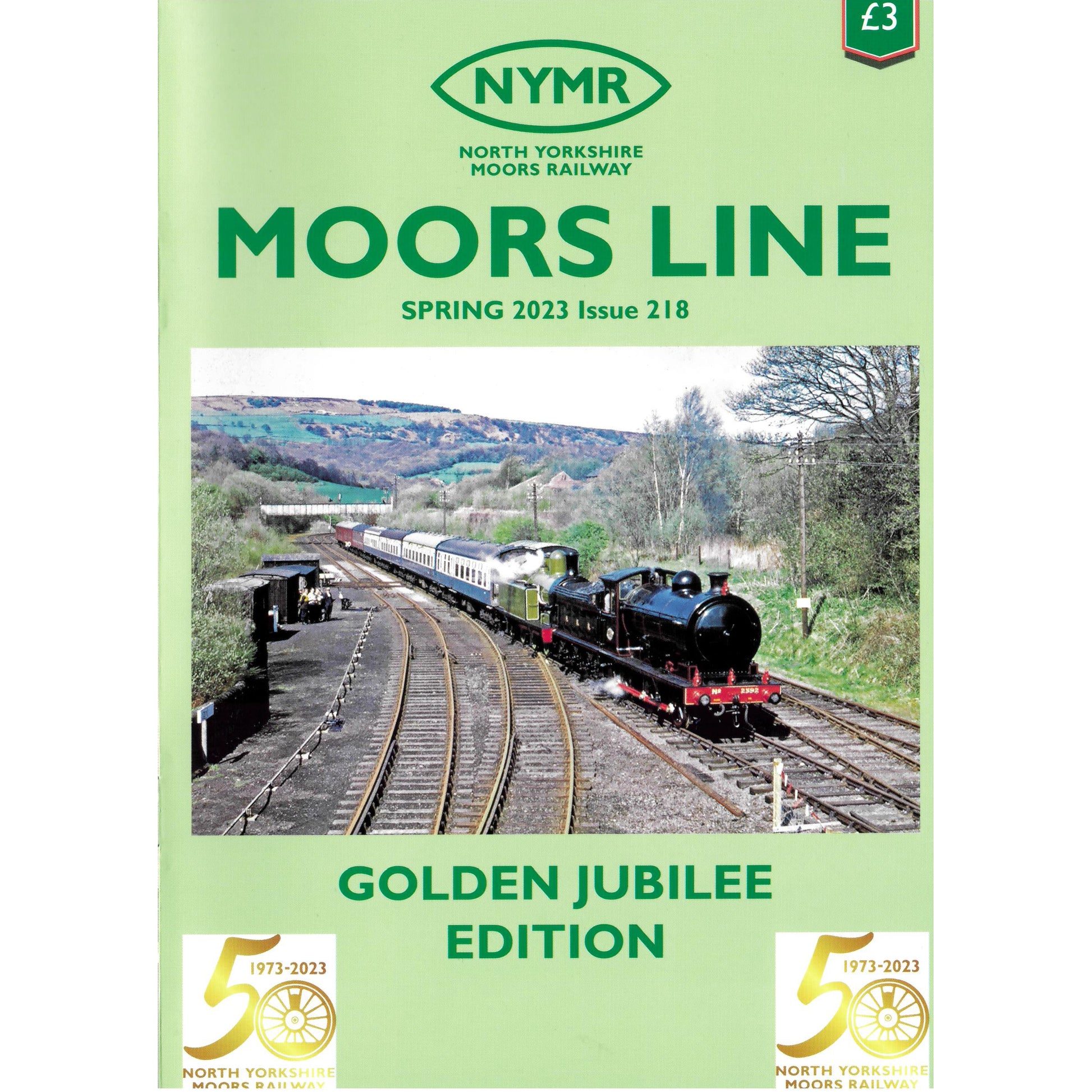 The Moors Line magazine featuring a vintage shot of the train used for the Royal  re-opening of the railway in 1973